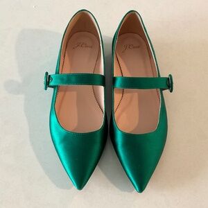 J. CREW Jade Mary Jane Satin W/ Buckle Pointed Toe Flats Size 9